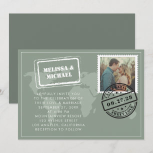 Carte du monde de Sage Green Photo de mariage de d