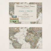 Carte du monde de voyage Agent Moderne Brown Bleu  (Devant & derrière)