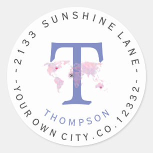 Carte du monde de voyage Monogramme Étiquette de a