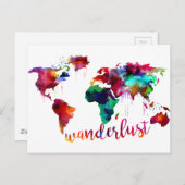 Carte du monde de Wanderlust Watercolor (Devant / Derrière)
