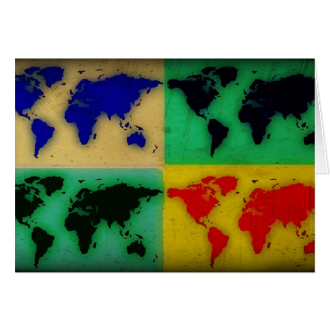 carte du monde des couleurs pop art (Devant horizontal)
