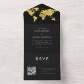 Carte du monde dorée Code QR moderne de destinatio (À l'intérieur)