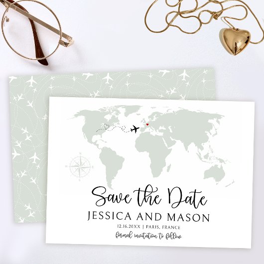 Carte du monde du mariage de destination enregistr