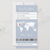 Carte du monde Dusty Blue Boarn Pass Destination (Devant)