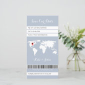 Carte du monde Dusty Blue Boarn Pass Destination (Debout devant)