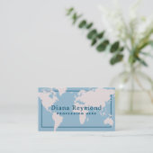 Carte du monde Élégant Carte de visite bleu clair (Debout devant)