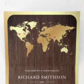 Carte du monde en bois rustique avec code QR pour (Intérieur en premier)