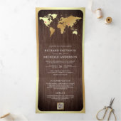 Carte du monde en bois rustique avec code QR pour (Intérieur)