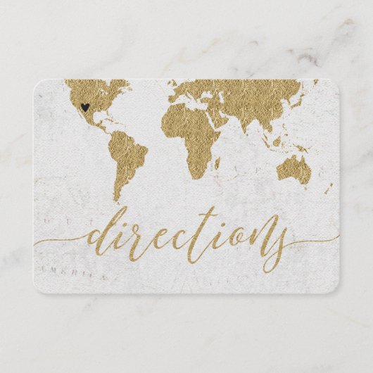 Carte du monde en feuille d'or pour mariage de des (Devant)