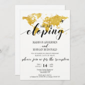 Carte du monde en or Nous nous enfuyons invitation (Devant / Derrière)