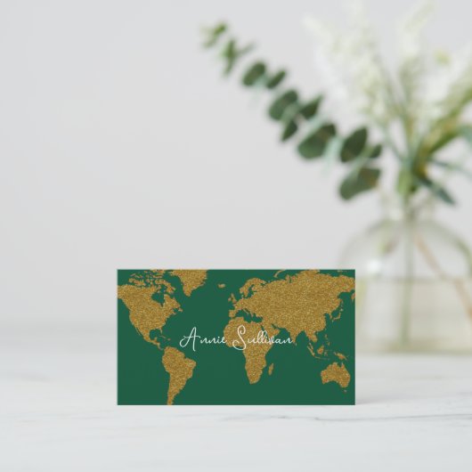 Carte du monde Faux Gold Agent de voyage Emerald G (Debout devant)