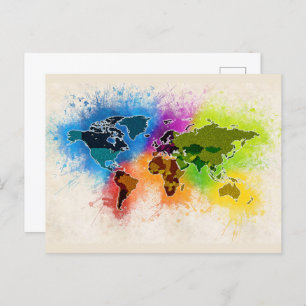 Carte du monde Géographie Aquarelle Voyage Vacance