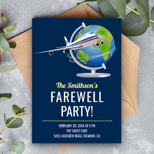 Carte du monde Globe Avion Farewell Party Invitati