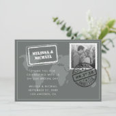 Carte du monde gris Destination Mariage Photo (Debout devant)