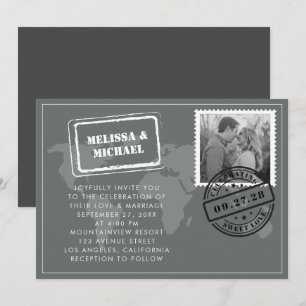Carte du monde gris Destination Mariage Photo