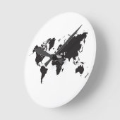 carte du monde horloge noir et blanc (Angle)