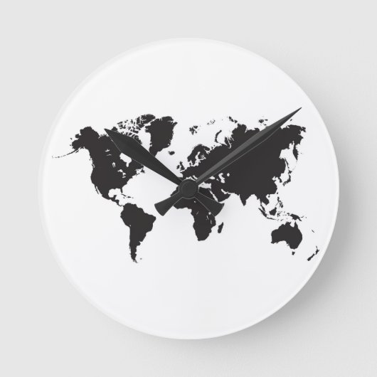carte du monde horloge noir et blanc (Recto)