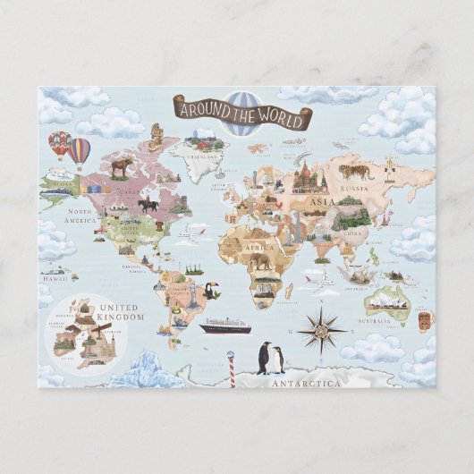 Carte du Monde Illustrée Vintage (Devant)