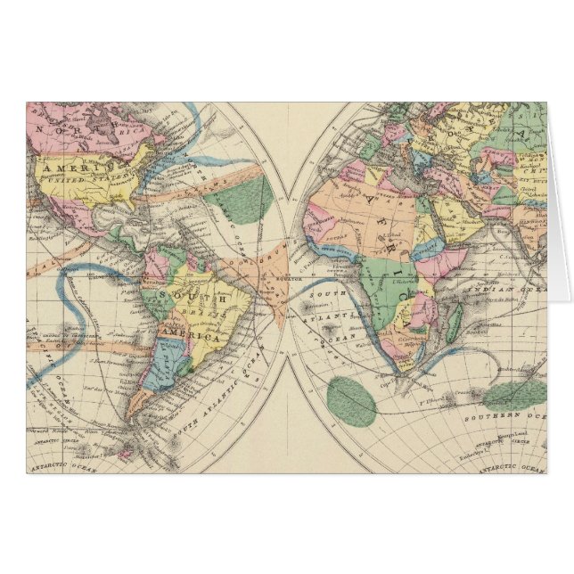 Carte du monde lithographiée (Devant horizontal)