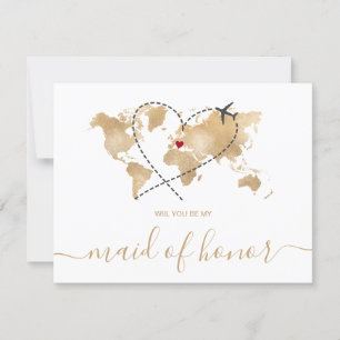 Carte du Monde L'or vous serez ma femme d'honneur