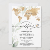 Carte du monde mariage Destination Gold Floral (Devant)