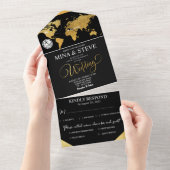 Carte du monde mariage noir et or (Déchirure)
