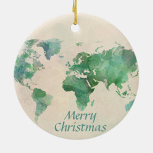 Carte du monde Ornement des arbres de Noël