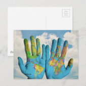 Carte du monde peint en couleurs dans les mains, p (Devant / Derrière)