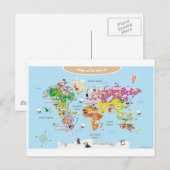 Carte du monde pour les enfants - mignonne et amus (Devant / Derrière)