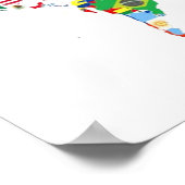 Carte du monde remplie par les drapeaux Poster (Coin)