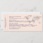 Carte du monde rose gold "Save the Date" Billet d' (Dos)