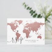 Carte du Monde Rose Gold Thème de Voyage (Debout devant)