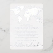 Carte du monde Silver Foil Blue Destination Mariag (Recto)