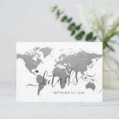 Carte du monde Silver Metal Information de voyage  (Debout devant)