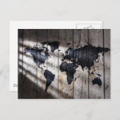 Carte du monde sur la texture du bois (Devant / Derrière)