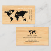Carte du monde sur le faux bois, agent de voyage (Devant / Derrière)