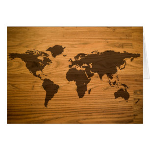 Carte du monde sur le grain en bois