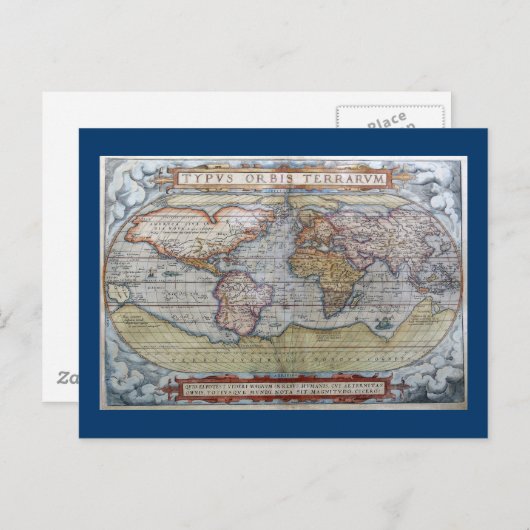 Carte du monde Typus Orbis Terrarum Ortelius 1572 (Devant / Derrière)