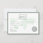 Carte du monde vert Date de mariage Timbre (Devant)