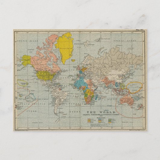 Carte du monde vintage 1910 V2 (Devant)