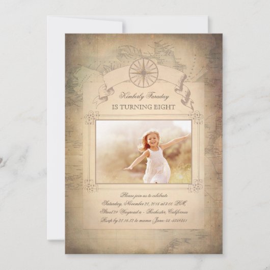 Carte du monde vintage Anniversaire photo (Devant)