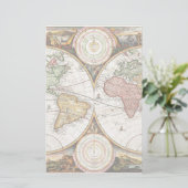 Carte du monde vintage Deux hémisphères Art antiqu (Debout devant)