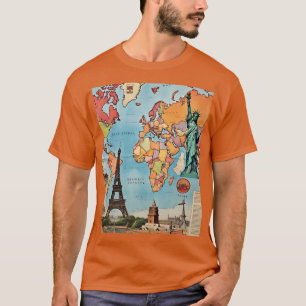 Carte du monde vintage Symboles Mens Tshirt
