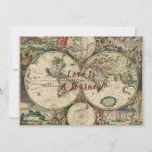 Carte du monde vintage thème Mariage de voyage (Dos)