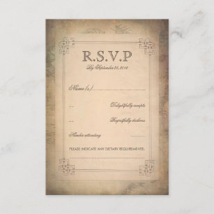 Carte du monde vintage Vieux mariage Cartes RSVP