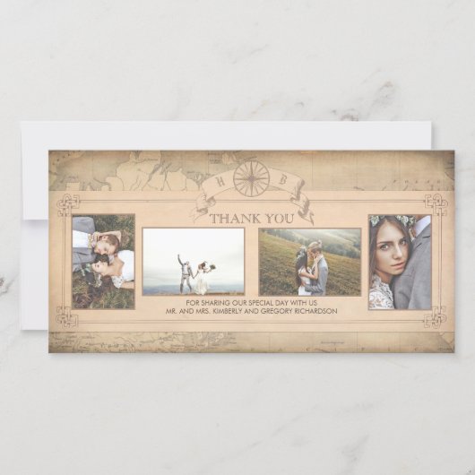 Carte du monde vintage Vieux Merci Mariage (Devant)