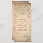 Carte du monde vintage Vieux programmes de mariage (Devant / Derrière)