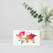  Carte du monde Voyage Agent Vacances Rose Rouge  (Debout devant)