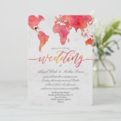 Carte du monde Watercolor Destination Wedding Invi (Debout devant)