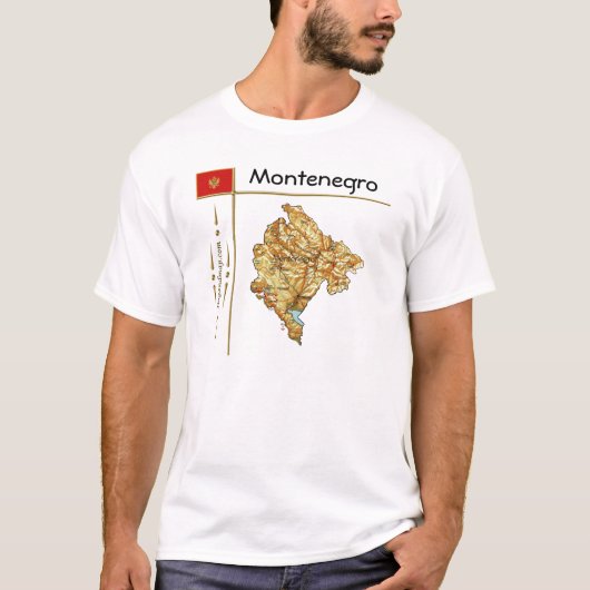 Carte du Monténégro + Drapeau + Titre T-shirt (Devant)
